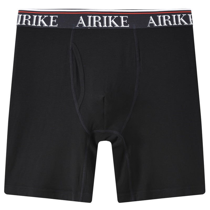 AIRIKE شورتات بوكسر للرجال من AIRIKE حزمة بأرجل طويلة ناعمة سوداء حجم كبير وسراويل طويلة - Image 3